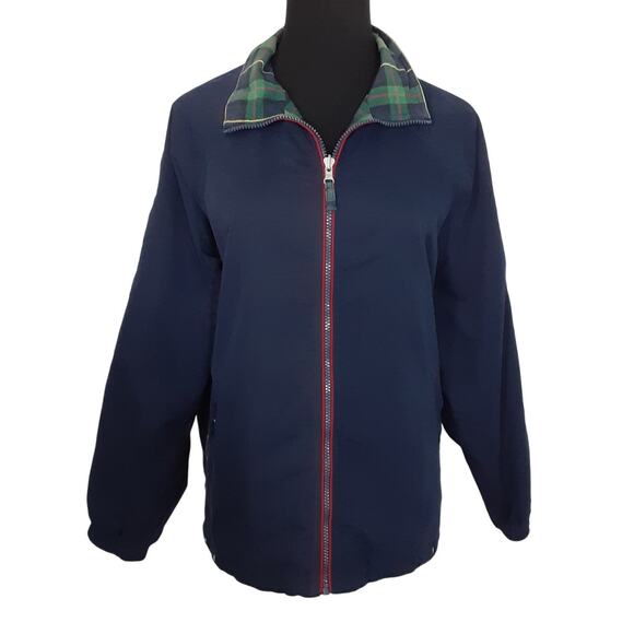 Vintage 80s Tartan Plaid Funnel Neck Jacket Reversible Full Zip Windbreaker Sz M - Picture 6 of 15